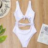 Женский купальник, сплошной цвет, завязка на спине, сексуальные стринги с вырезом, цельный купальник, бикини, пляжная одежда, купальные костюмы