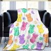 1pc Easter Colorful Bunny Flannel Blanket, 2D Flat Print, All-Season & Holiday, Cozy Throw for Kids Bedroom, Living Room, Campin