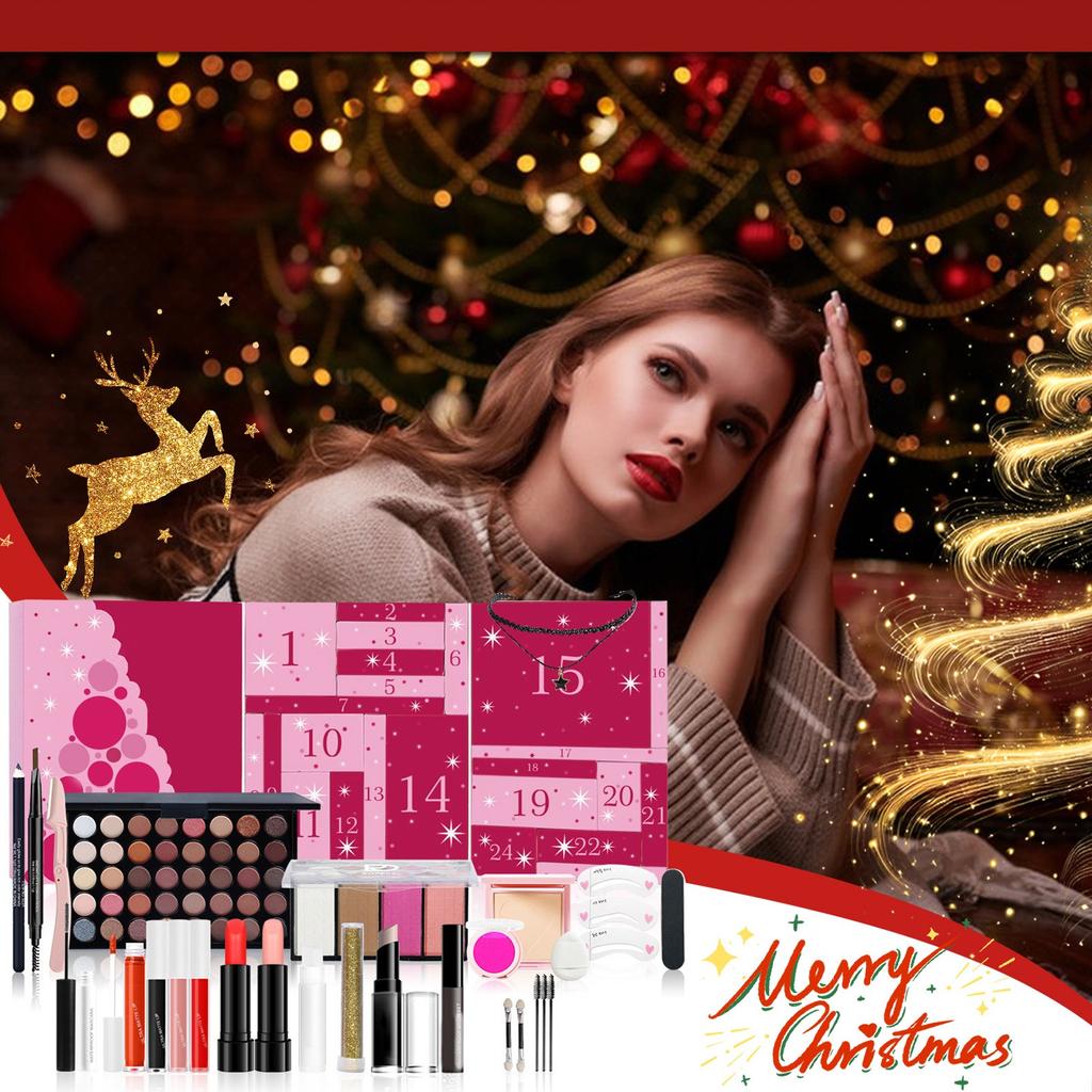 Адвент-календарь для макияжа, 12-панельный рождественский подарочный набор косметики для женщин, календарь обратного отсчета до окончания макияжа, идеальный для подарка, 12 шт., 100 мл