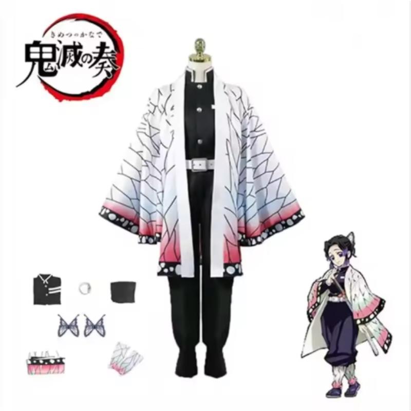 Аниме Demon Slayer Kimetsu No Yaiba Kochou Shinobu Косплей Костюм Парик Комплект Кимоно Униформа Хэллоуин Аниме Костюмы для Взрослых Детей