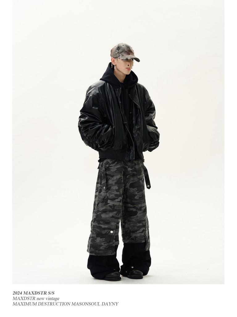 Унисекс Черная Бомбер-куртка с капюшоном, Пэчворк из Искусственной Кожи, 2025