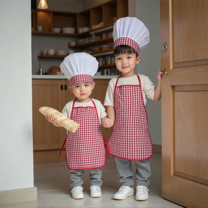 Реквизит для фотосъемки младенцев Фартук и колпак шеф-повара для мальчика и девочки Костюм для фотосессии Одежда Костюм для фотосъемки младенцев Одежда