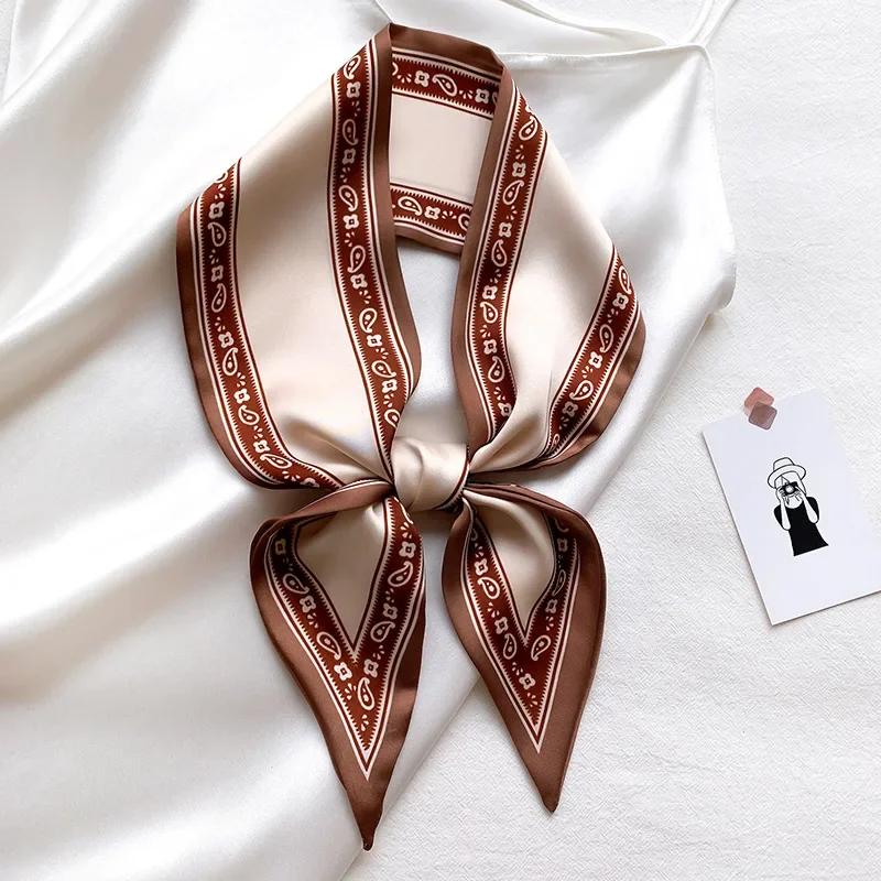 Модный принт шарф с лентой для волос, женский шейный галстук, сумка, шарфы, атласные шелковые узкие платки, женские платки с цветочными полосами, новинка 2022 года