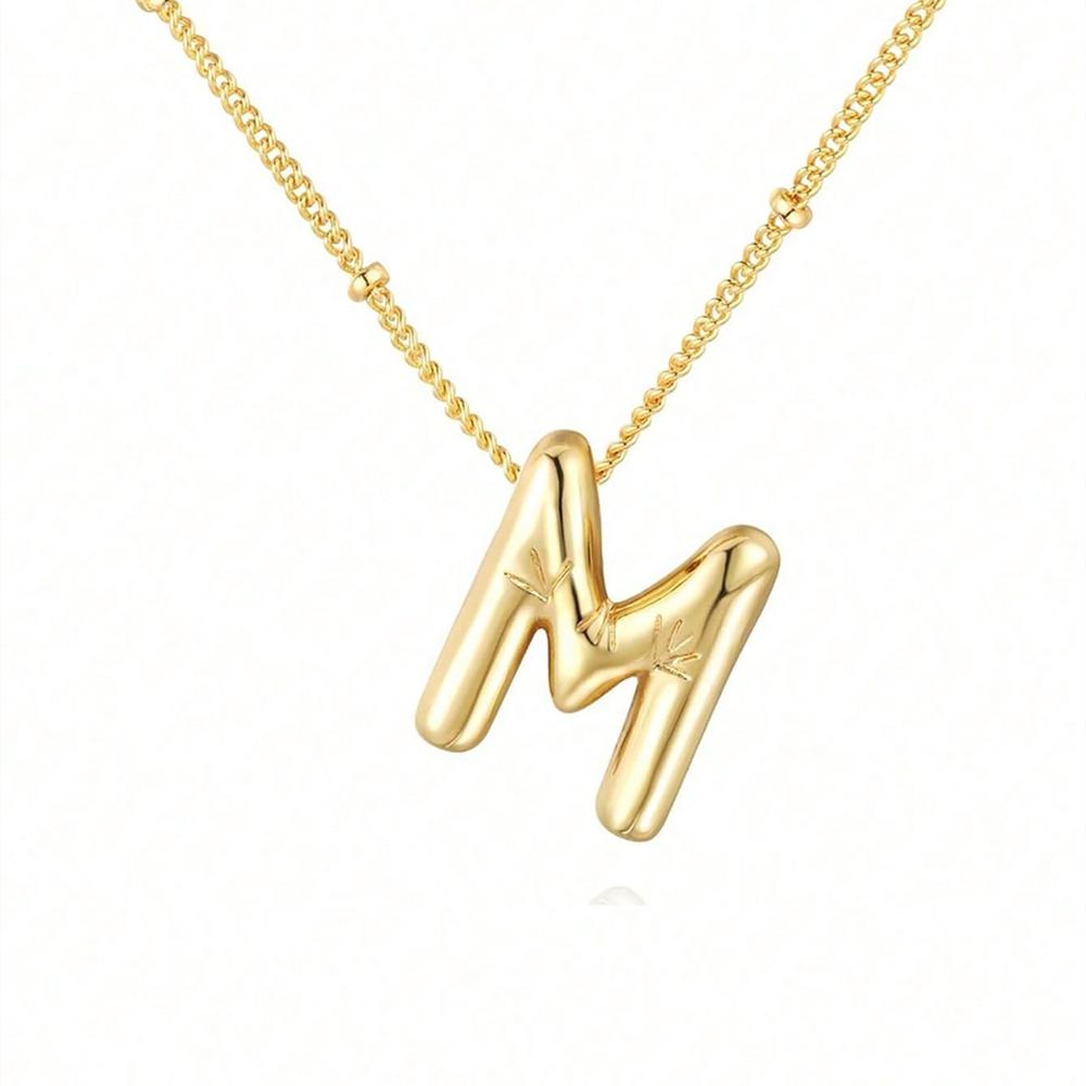 Винтажное ожерелье с подвеской в ​​виде воздушного шара и массивных букв для женщин, золотого цвета, 26 английских букв, инициалов, ожерелья, ювелирное изделие, подарок