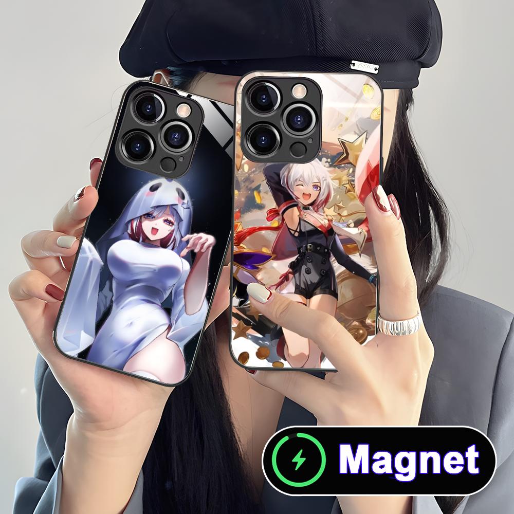HSR Топазовое Стекло MagSafe Чехол для Мобильного Телефона для iPhone 17 16 15 14 13 12 11 Air Pro Max Plus Mini Цветной Чехол