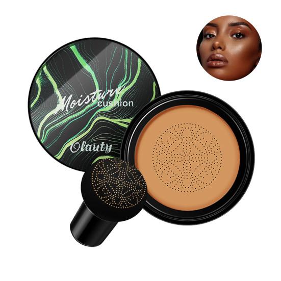 CC Cream with Mushroom Powder Puff Full Coverage Color Correcting Foundation Cream Hydrating Long Lasting Oil Control Natural Lightweight Concealer