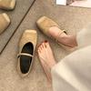 Fashion French Square Toe Mary Jane Shoes Women's Summer Low Heel Single Shoes Fashion Retro Loafers Women's Flat Bottomed Ballet Shoes