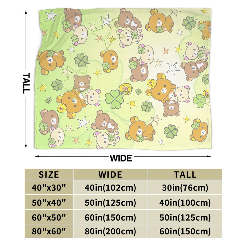 Super Warm BlanketsBoy Girl Picnic Rilakkumas Lucky Four-Leaf Throw Blanket Flannel Bedspread For Outdoor Funny Sofa Bed Cover