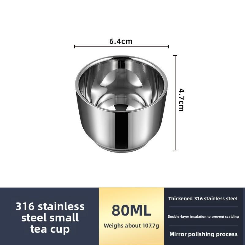 Stainless Steel Double-layer Coffee Italian-style Cup Anti-scratching Tea Cup Mirror Finish Drinking Cup Luxury and Sophistication