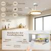 Ceiling fan with light and remote control, 95 cm modern LED ceiling fan with retractable blades, natural