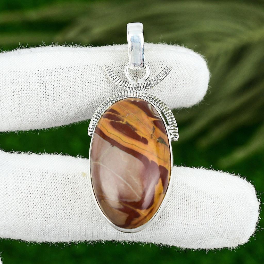 Oval Noreena Jasper Gemstone 925 Sterling Silver Wedding Handcrafted New Pendant