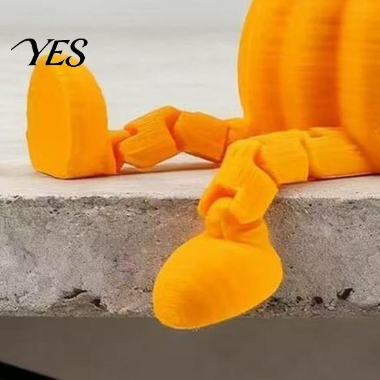 Realistic Texture Pumpkin Figure 3D Printed Articulated Fidget Toy, Halloween Desk Toy with Cute Figurine Movable Joints, Fall Decor & Stress