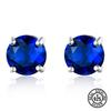 Серьги-гвоздики из стерлингового серебра 925 пробы, круглые серьги-гвоздики с синим сапфиром для женщин, классические ювелирные изделия