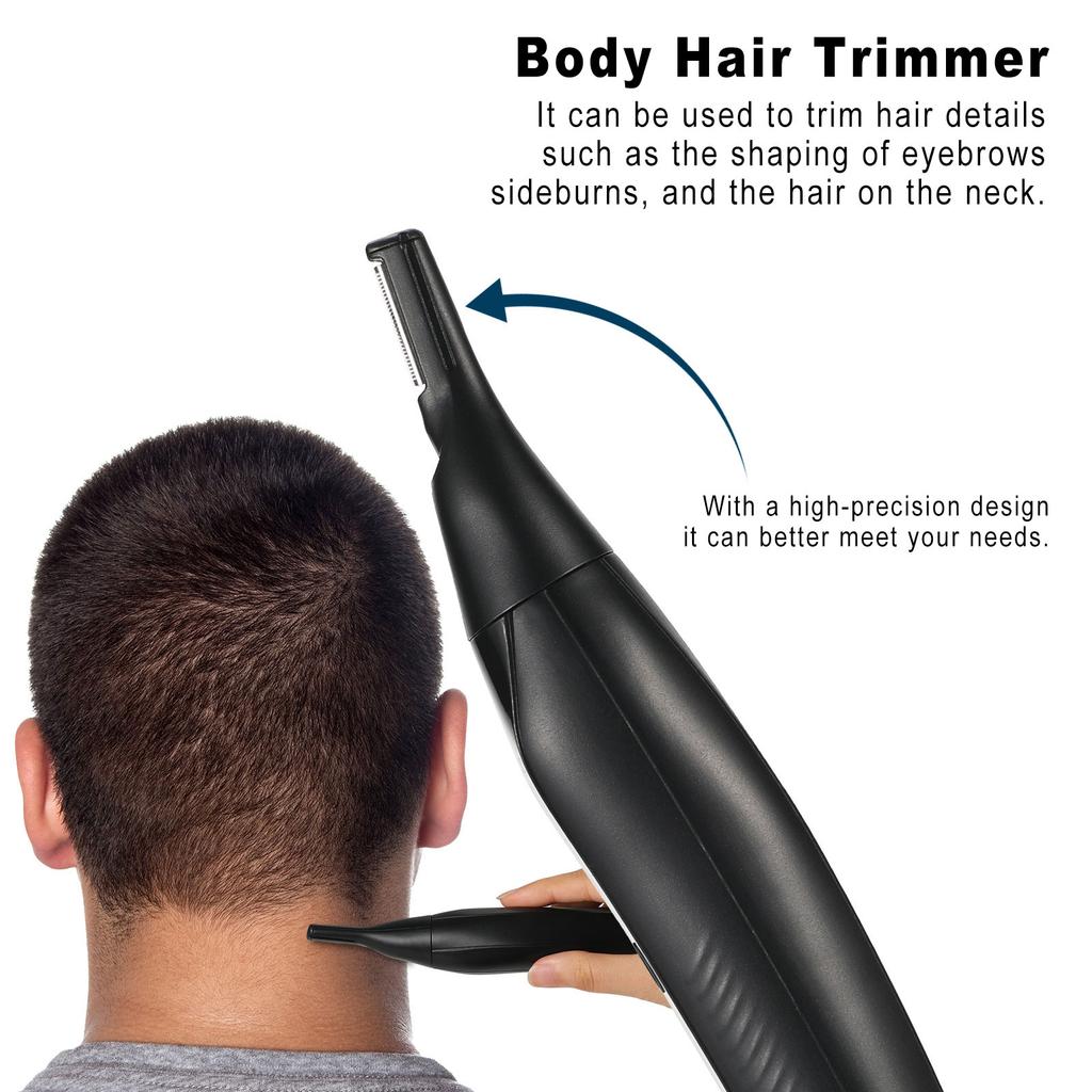 2-in-1 Electric Nose Hair & Eyebrow Trimmer - Rechargeable, Detachable Washable Head, 50-Day Battery Life