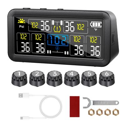 Профессиональная система контроля давления в шинах TPMS с 6 датчиками для грузовика, автобуса, дома на колесах, солнечная, беспроводная