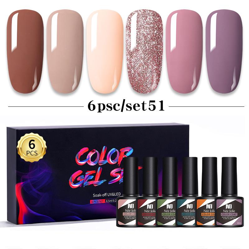 Набор клея для лака для ногтей 8 мл 6 бутылочек в коробке клей для дизайна ногтей Barbie японский цветной клей для ногтей клей для фототерапии
