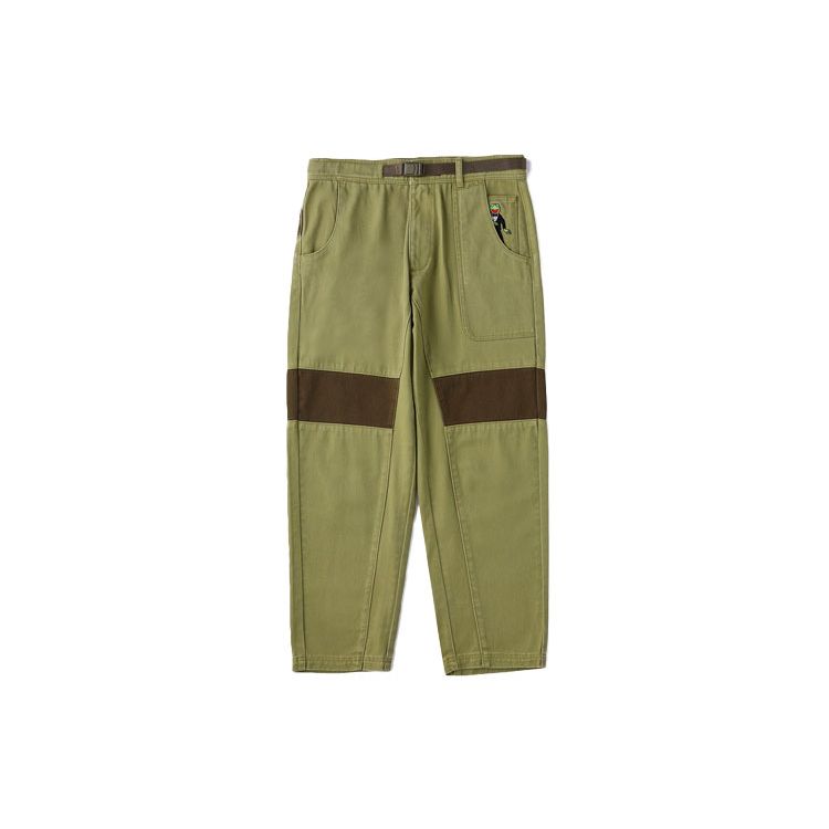 Li Ning X Disney Muppets Comet Series Мультяшный принт Стираные прямые повседневные брюки унисекс брюки армейско-зеленого цвета AKXR463-1