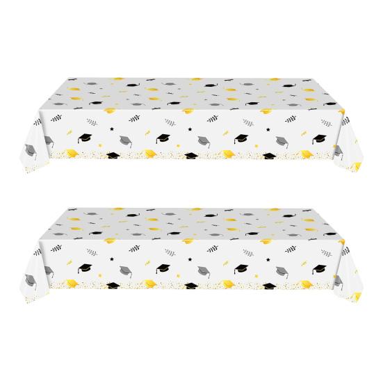 2 шт. одноразовая скатерть для выпускного бала, пластиковая водонепроницаемая скатерть для выпускного, декоративная шапочка, свитки, конфетти, принадлежности для ужина в канун Нового года