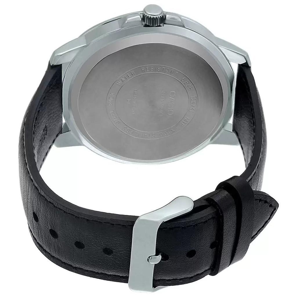 Men's Watch with a Black Leather Strap, Black Leather Men's Watch, Casio