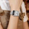 Thin Square Digital Analog Watches Slim Case Waterproof Steel Band Multi Function Retro Wrist Watch Unisex