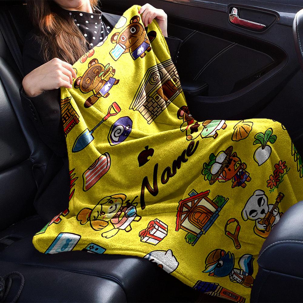 Customiz Name Personality Animal Crossing (2) Blanket Soft &Warm Sofa Office Bed Travel Lunch Break Blanket, Gift Suitable for All Seasons