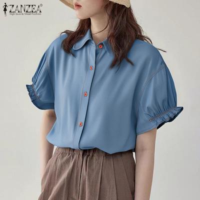 Женская летняя повседневная блузка с коротким рукавом и пуговицами