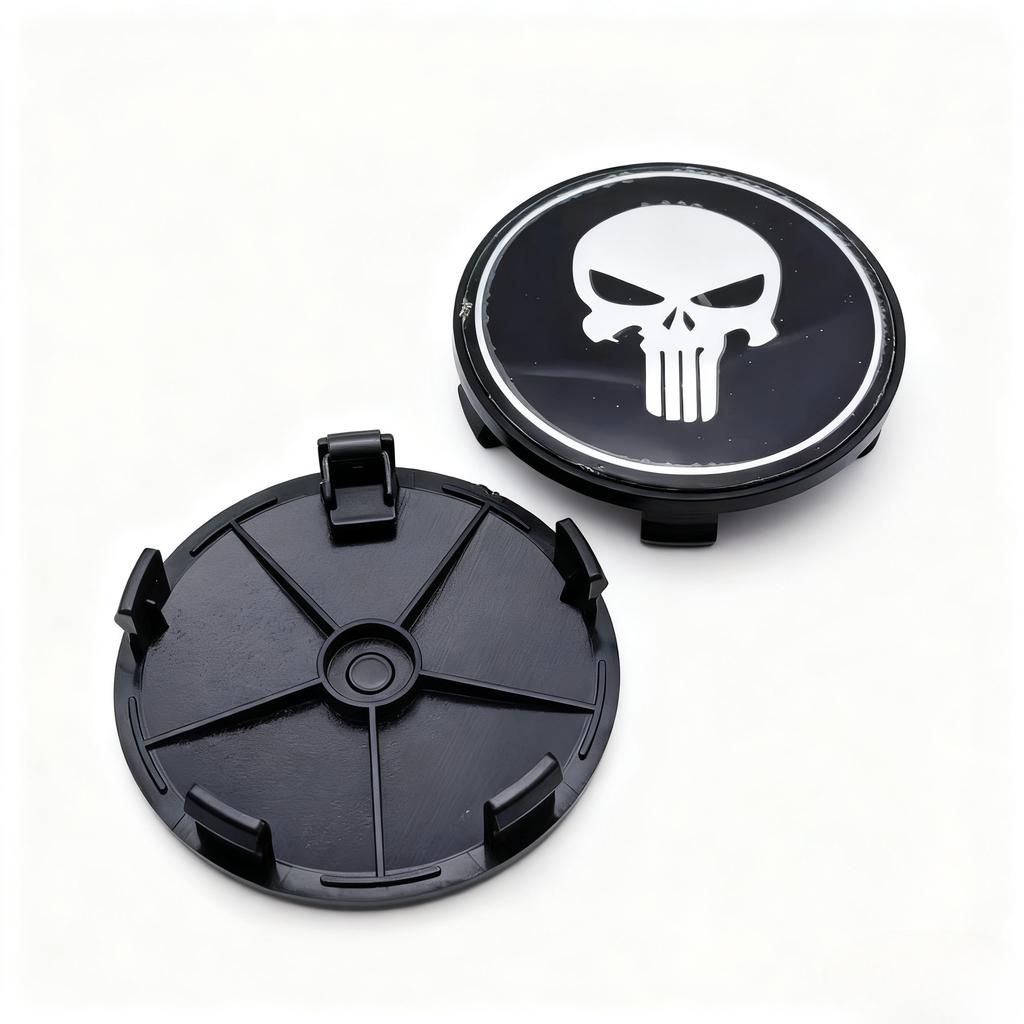 4pcs Skull Logo Emblem Car Wheel Center Caps 68MM 63MM Wheels Hub Cap Rim Hubcaps Cover Skulls Badge Replace Car Accessories