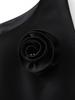 High-Tech Oblique Cut Vest Dress with Flower Brooch - Women's Summer Formal Wear