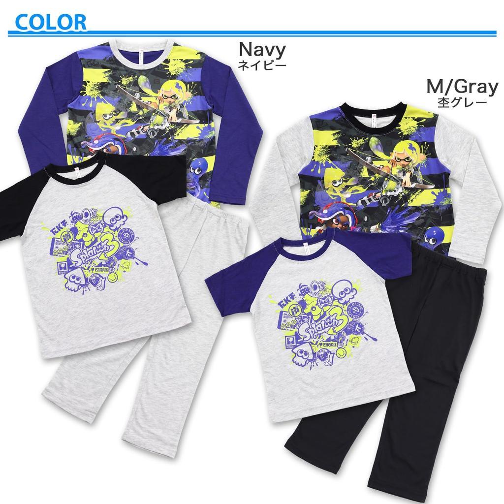 Splatoon 3 Boys Glowing 2TOP Пижама с длинными рукавами, верх и низ, комплект 562 [Bandai]