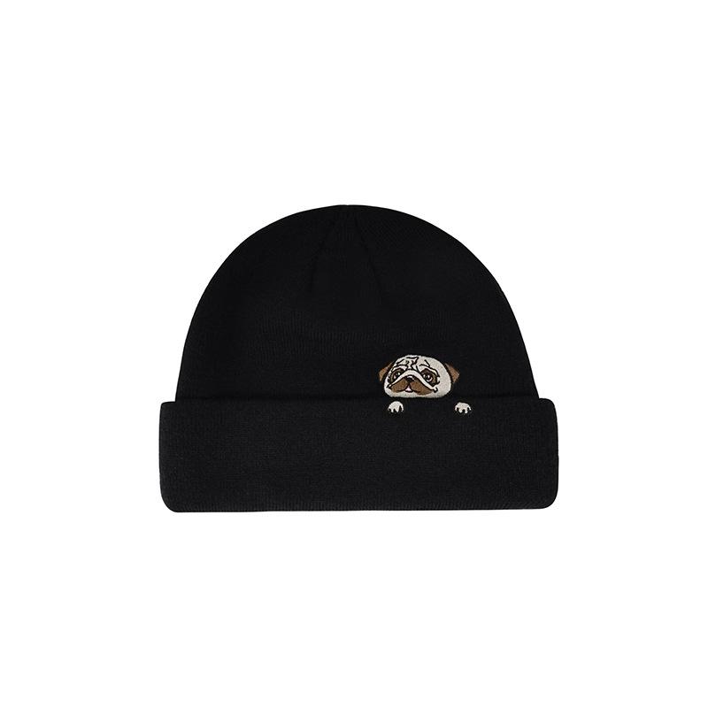New Dog Embroidery Beanie Hat for Winter, Ear Warmer Knit Cap for Men and Women, Warm Fleece Lined Unisex Skull Cap