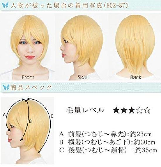 Full Lots of Green Heat Wig with [Fujitatsu] Wig, Short, Cosplay, Wig, Bob, Cross-dressing, Straight, Hair, Hair, Resistant, Net, E02-T5914