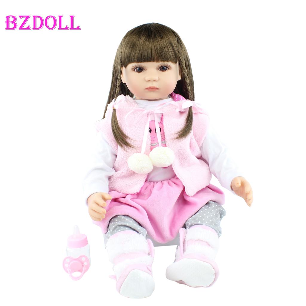 BZDOLL 60 см Мягкая силиконовая кукла Reborn, игрушки как настоящая виниловая принцесса для малышей, живая Bebe для девочек Bonecas, детский подарок на день рождения
