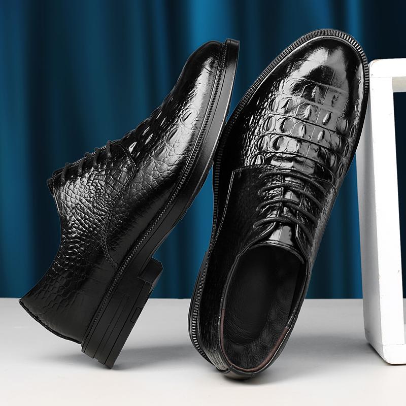 Роскошные брендовые мужские туфли-оксфорды из натуральной кожи, повседневная обувь с узором из крокодиловой кожи, на шнуровке, официальная деловая обувь для отдыха на открытом воздухе