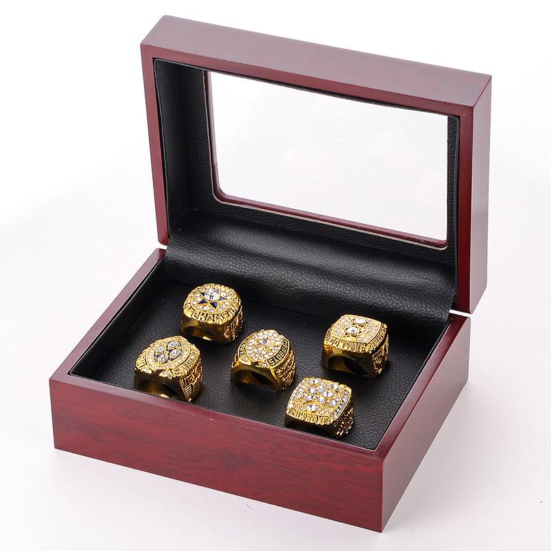 1971-1995 Dallas Cowboys Championship Ring Set Classic High Quality Gold Plated Alloy Sports Jewelry 5-Piece Sets