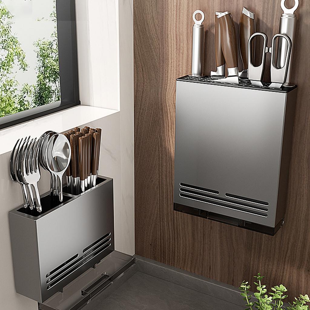 Кухонный держатель для ножей, настенный органайзер, подставка для ложек и палочек для еды, подвесные органайзеры из алюминия