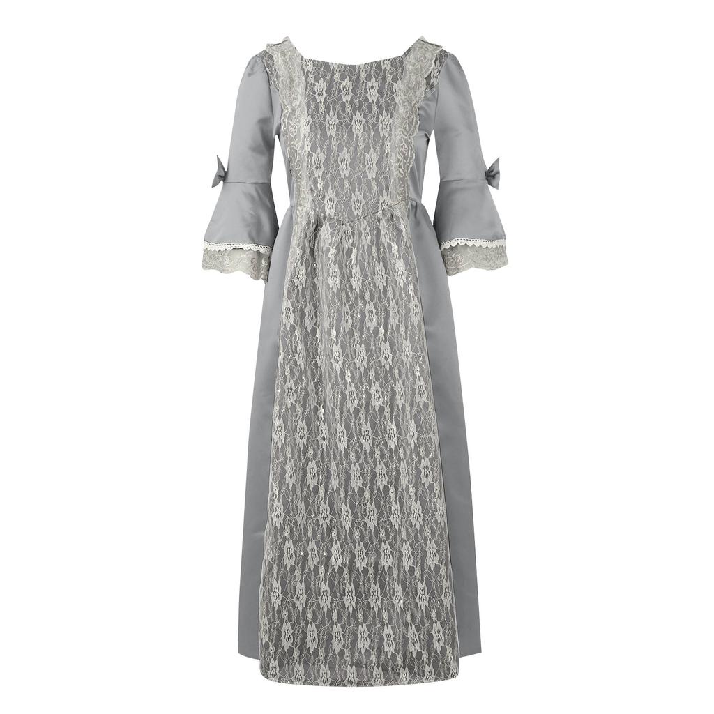 Женская мода Ретро-спектакль Танцевальное представление Кружевное кружевное вечернее платье с расклешенными рукавами