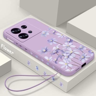 Роскошный фиолетовый цветочный чехол для Xiaomi 13T 11T Pro Poco F6 X6 Pro Funda Redmi Note 14 Pro 5G 13 12 11 силиконовый ремешок чехол