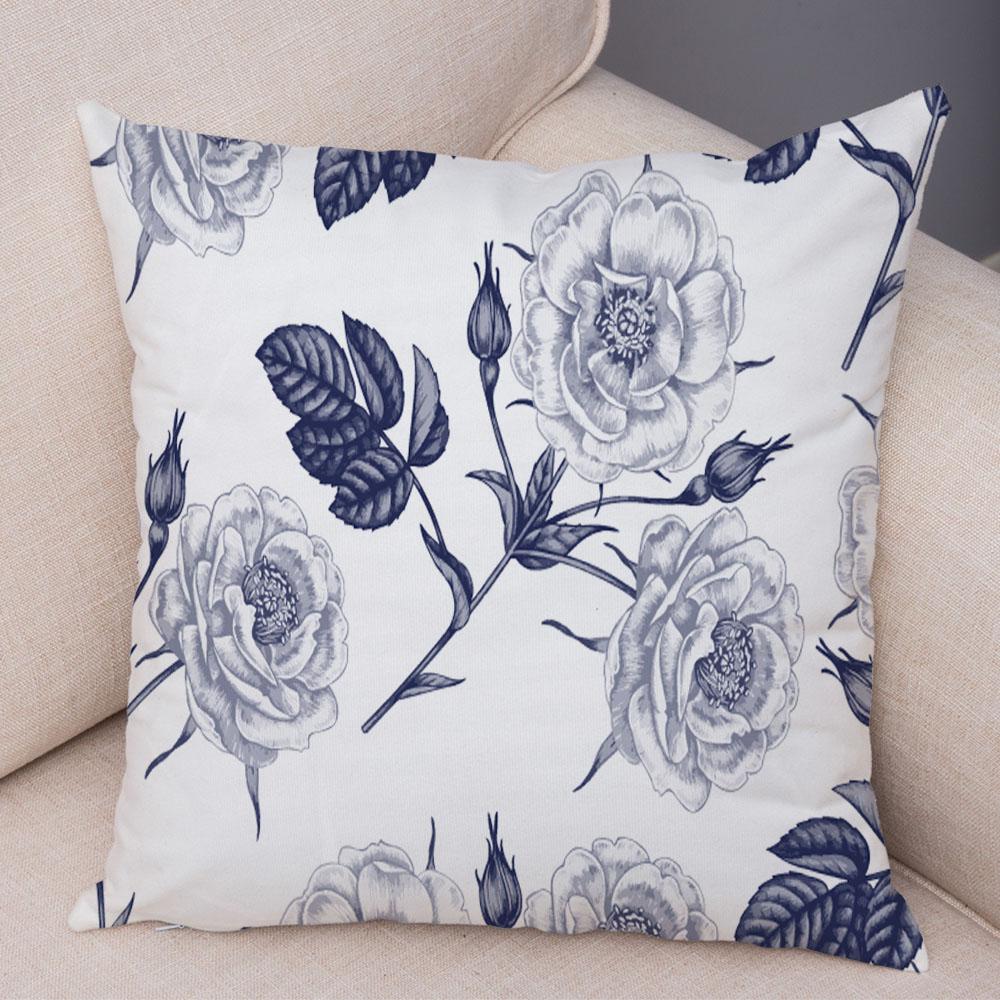 Rose Red Flower Pillowcase Decorative Bird Flower Plant Pillowcase Cushion Sofa Home Car