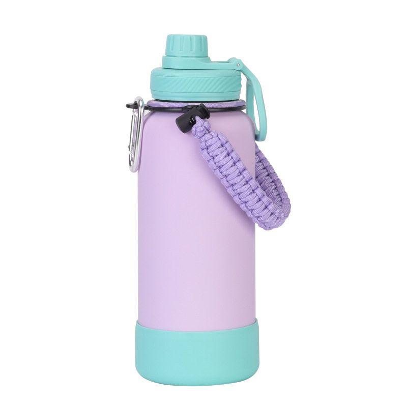 2025 New Cross-Border 1L Large-Capacity Thermos Cup with Non-Slip Bottom, Portable Handle, Outdoor Sports Multi-Color Water Bottle