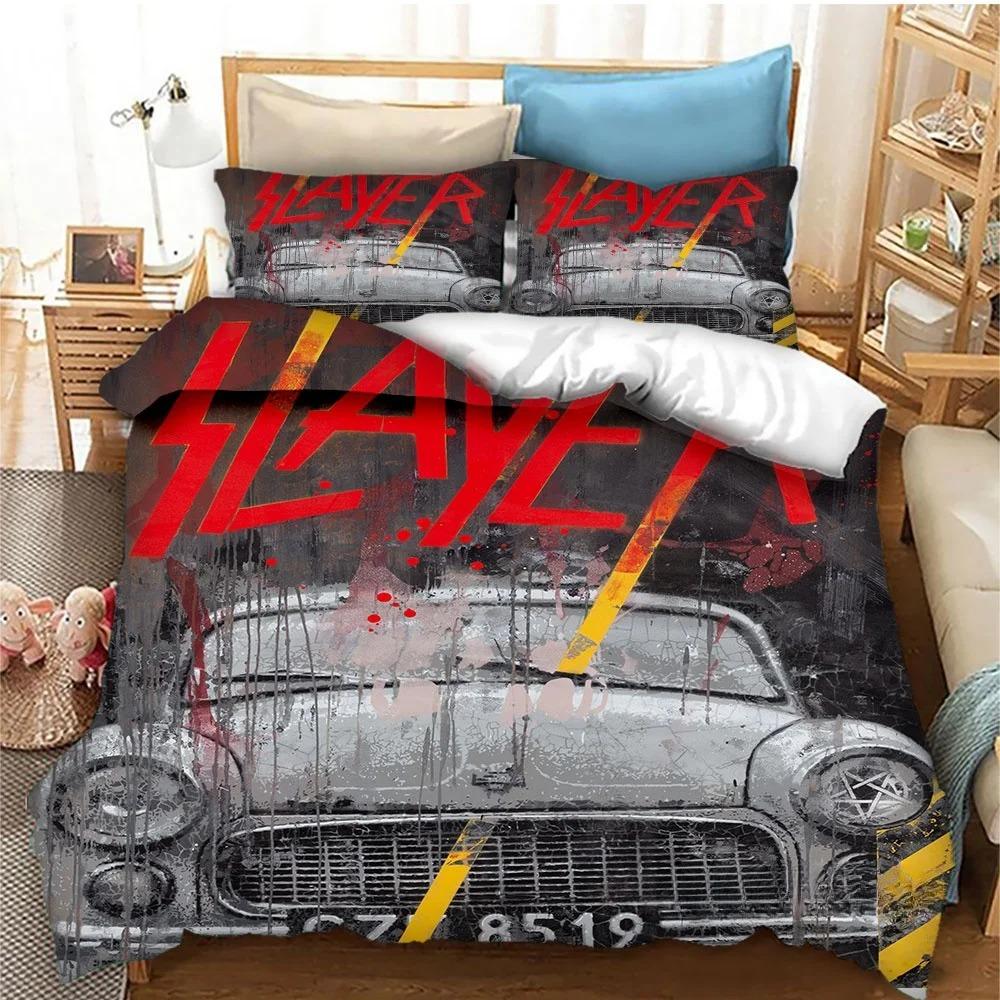 Slayer Heavy Metal Band Music Comforter Bedding Set,Duvet Cover Bed Set Quilt Cover Pillowcase,king Queen Size Bedding Set Kids