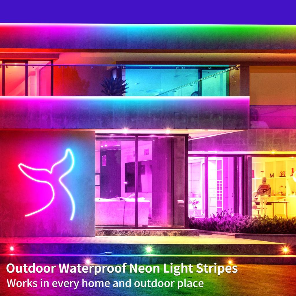 5M RGB LED Neon Led Strip Lights with APP and Remote Waterproof Neon Rope Light for Bedroom Room Outdoors Decro