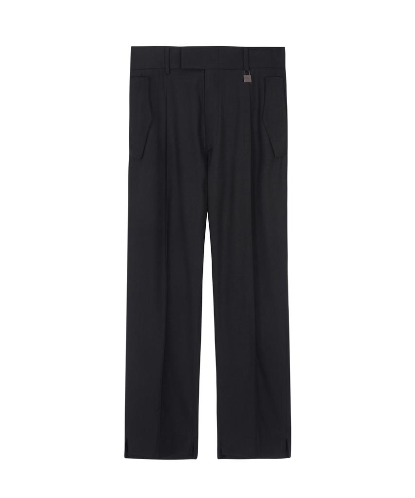SEOKEY Black Setup Semi-Wide Wool Pants (Unisex)