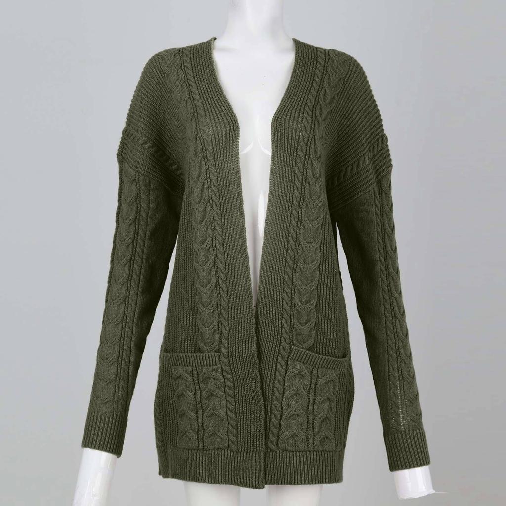 Женский кардиган с длинным рукавом и открытой передней частью в стиле бохо, свободный свитер с косичками