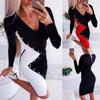 Women Autumn Winter Dresses Long Sleeve Deep V-neck Bandage Bodycon Sweater Party Casual Dress Sexy