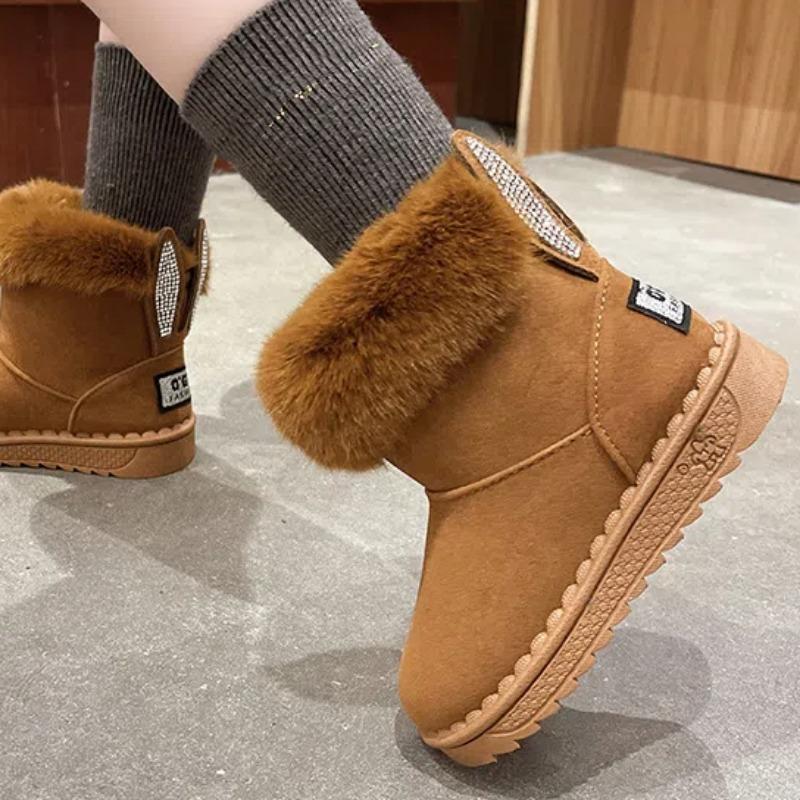 Зимние новые детские зимние сапоги для девочек, плюс бархатные короткие сапоги принцессы для девочек, теплая детская хлопковая обувь для детей