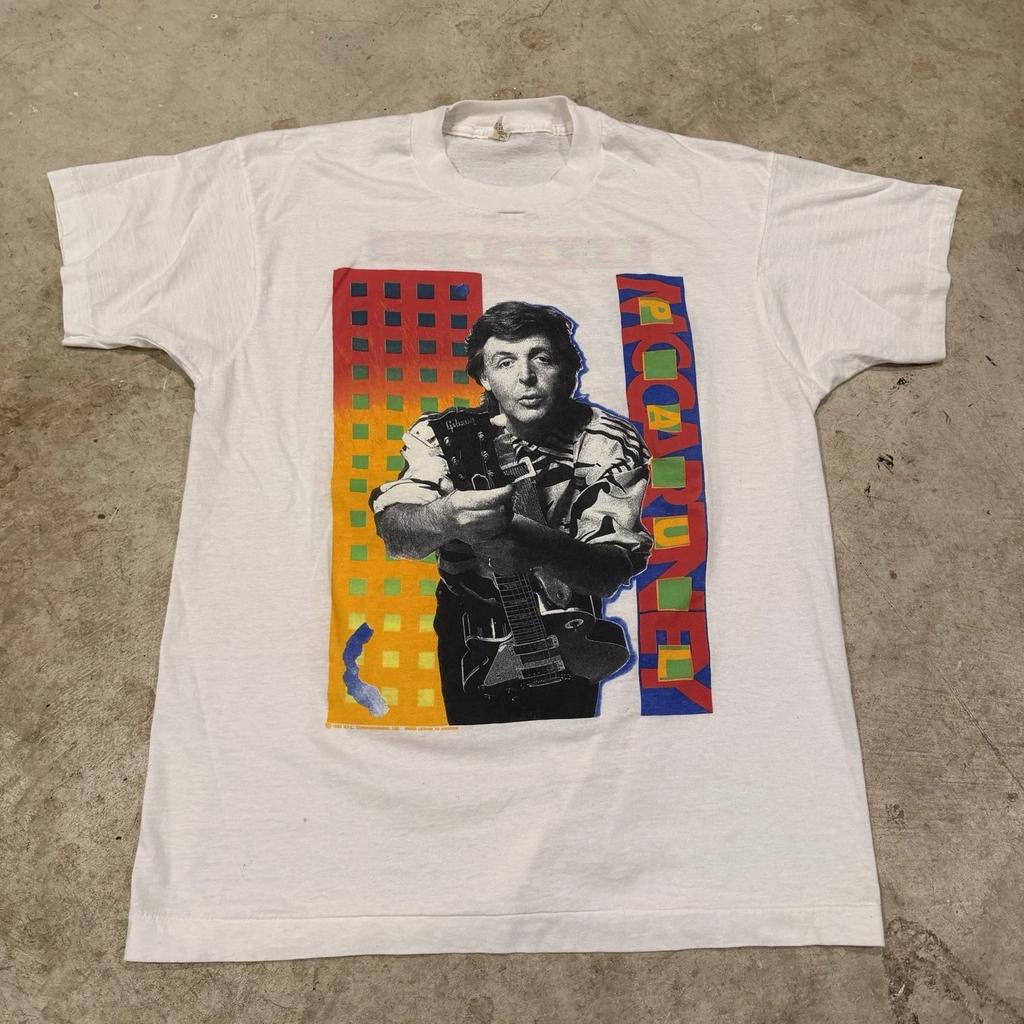 Vintage 1989 Paul McCartney World Tour 1989 1990 White T-T-Shirt Sz L (XL TAG)