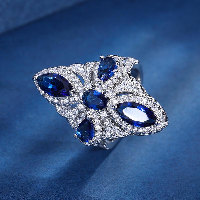 Jewelry Copper Bottom Gold Plated Women'S Pendant Ring Color Treasure Inlaid Simulation Color Treasure Creative Set