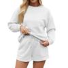 Женский однотонный свитер с воротником-стойкой и застежкой-молнией, длинный рукав, спортивные шорты, домашняя пижама