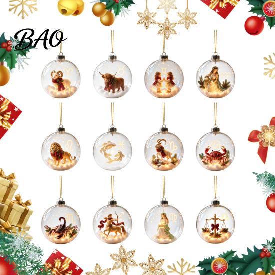Animal Ornaments for Christmas Zodiac Ornament, Twelve Sign Hanging Decoration, 2D Acrylic Holiday Tree Decorations Horoscope Pendant Xmas Tree, Home