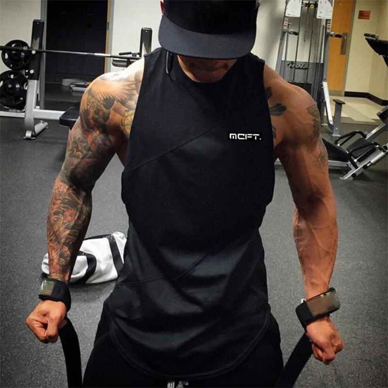 Muscleguys Printed Cotton Gym Clothing Men Fitness Singlets Bodybuilding Stringers Tank Top Men Workout Vests Sportswear Sleeveless T-Shirt